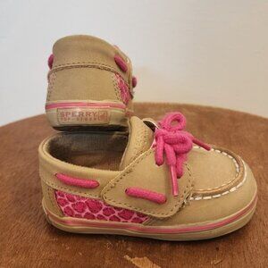 Sperry Top-siders Infant Toddler Pink Cheetah Boat Crib Shoes Size 3